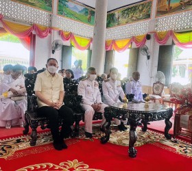 ร่วมพิธีฉลองสัญญาบัตร พัดยศ พระครูสุธีปทุมากร ,เจ้าอาวาสวัดแสนสุข ณ อุโบสถ วัดแสนสุข